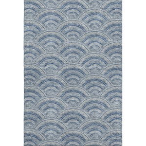 HomeRoots 5' X 8' Stylish Denim Blue and Ivory Geometric Area Rug with UV Protection, Easy-Care Design 677683