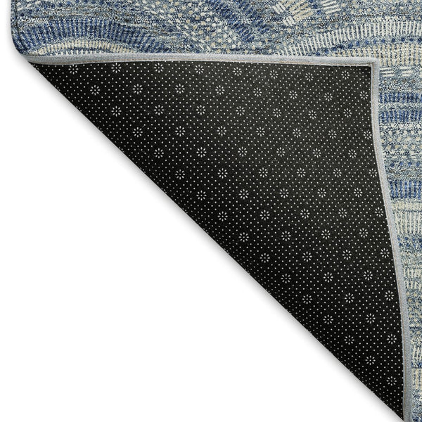 HomeRoots 8' X 10' Stylish Denim Blue and Ivory Geometric Washable Area Rug with UV Protection for Homes 677685