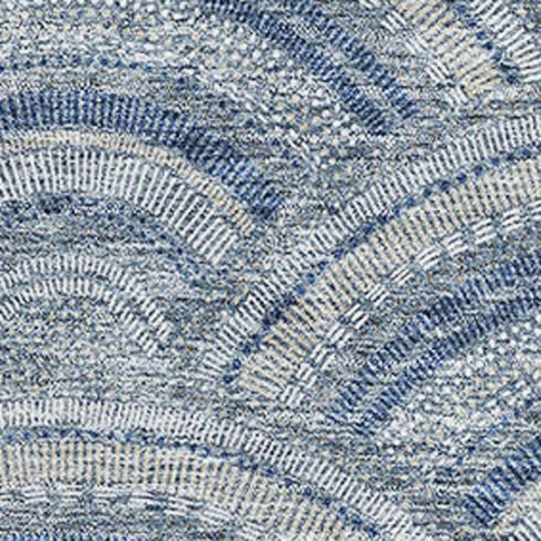 HomeRoots 9' X 12' Denim Blue Geometric Area Rug - Washable & UV-Protected, Stylish for Homes with Kids & Pets 677686