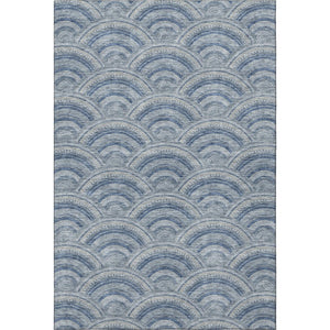 HomeRoots 9' X 12' Denim Blue Geometric Area Rug - Washable & UV-Protected, Stylish for Homes with Kids & Pets 677686