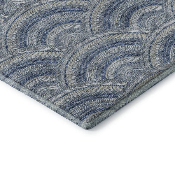 HomeRoots 10' X 14' Durable Denim Blue, Ivory & Gray Geometric Area Rug - Stain-Resistant & UV Protected 677687