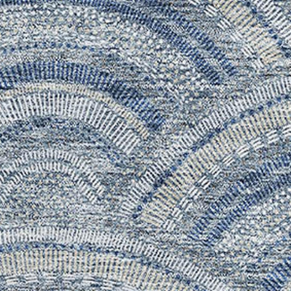 HomeRoots 10' X 14' Durable Denim Blue, Ivory & Gray Geometric Area Rug - Stain-Resistant & UV Protected 677687