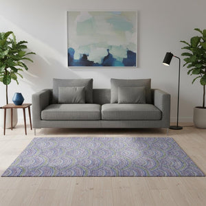 HomeRoots 5' X 8' Elegant Geometric Area Rug in Lavender & Olive Green - Washable, UV-Protected, Family-Friendly 677689