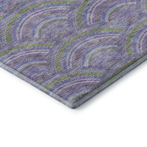 HomeRoots 8' Stylish Geometric Round Rug in Lavender, Olive Green & Ivory - Washable, Durable, UV Protected! 677690