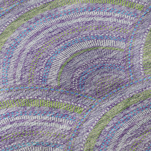 HomeRoots 8' Stylish Geometric Round Rug in Lavender, Olive Green & Ivory - Washable, Durable, UV Protected! 677690