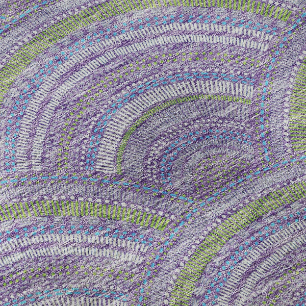 HomeRoots 8' Stylish Geometric Round Rug in Lavender, Olive Green & Ivory - Washable, Durable, UV Protected! 677690