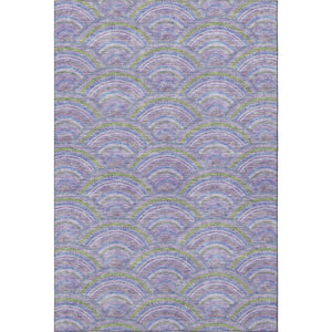 HomeRoots 8' X 10' Stylish Lavender Olive Green Ivory Geometric Area Rug – Washable, UV Protected for Homes 677691