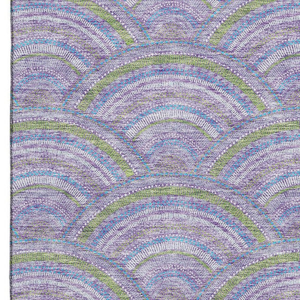 HomeRoots 9' X 12' Stylish Lavender Olive Green Ivory Geometric Washable Rug with UV Protection for Homes 677692