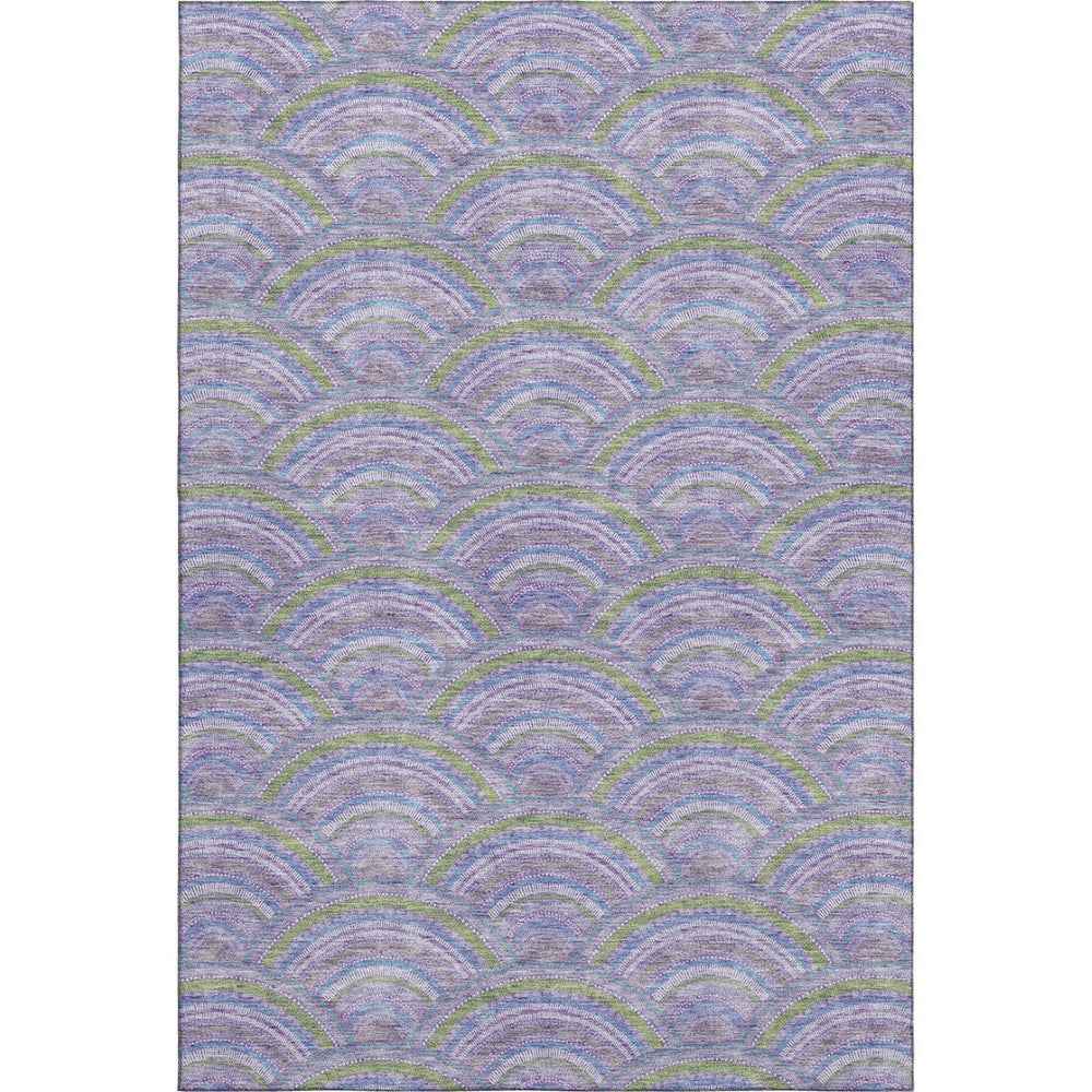 HomeRoots 10' X 14' Geometric Area Rug in Lavender, Olive Green & Ivory - Washable, UV Protected & Durable Design 677693