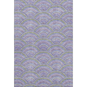 HomeRoots 10' X 14' Geometric Area Rug in Lavender, Olive Green & Ivory - Washable, UV Protected & Durable Design 677693