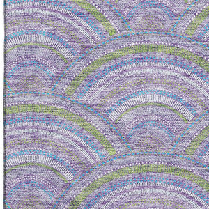 HomeRoots 10' X 14' Geometric Area Rug in Lavender, Olive Green & Ivory - Washable, UV Protected & Durable Design 677693