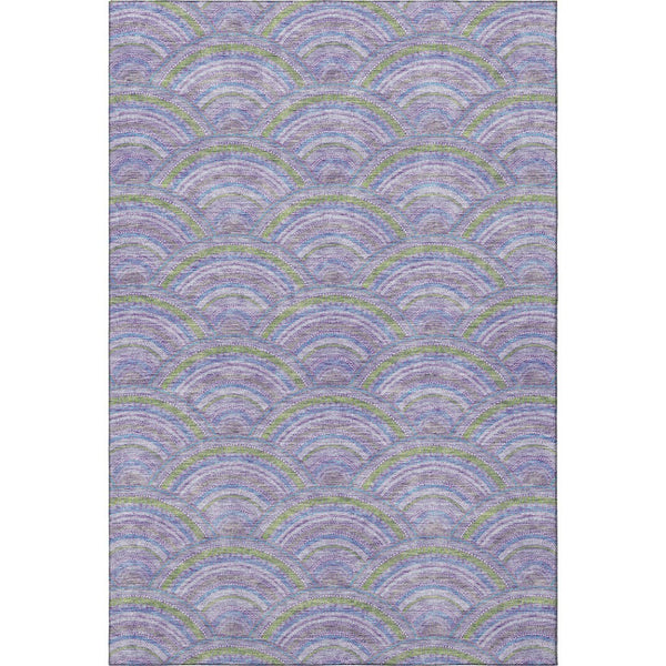 HomeRoots 10' X 14' Geometric Area Rug in Lavender, Olive Green & Ivory - Washable, UV Protected & Durable Design 677693