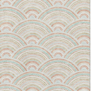 HomeRoots 8' X 10' Linen Peach & Ivory Geometric Area Rug - Washable, UV-Protected, Durable & Stylish Decor 677697