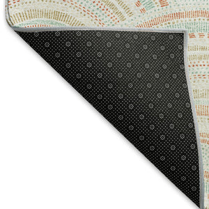 HomeRoots 9' X 12' Geometric Peach & Ivory Area Rug - Washable, Stain-Resistant, UV Protected for Modern Homes 677698