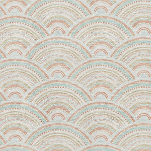 HomeRoots 9' X 12' Geometric Peach & Ivory Area Rug - Washable, Stain-Resistant, UV Protected for Modern Homes 677698