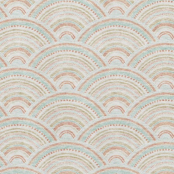 HomeRoots 9' X 12' Geometric Peach & Ivory Area Rug - Washable, Stain-Resistant, UV Protected for Modern Homes 677698
