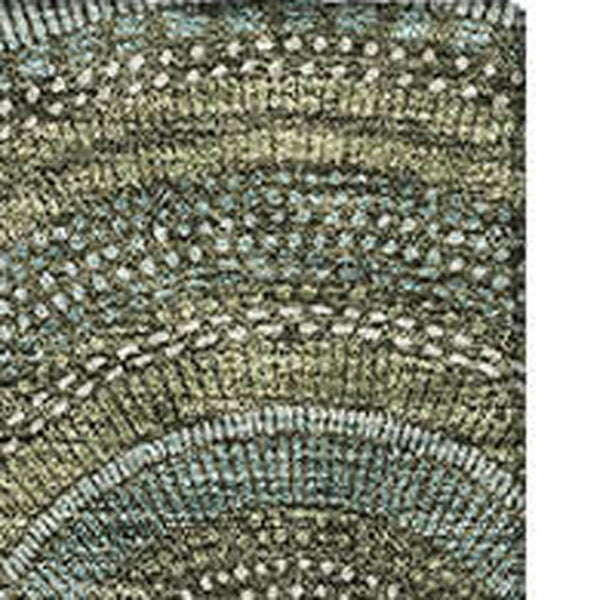 HomeRoots 9' X 12' Olive Green and Silver Geometric Area Rug - Washable, UV Protected for High-Traffic Spaces 677704