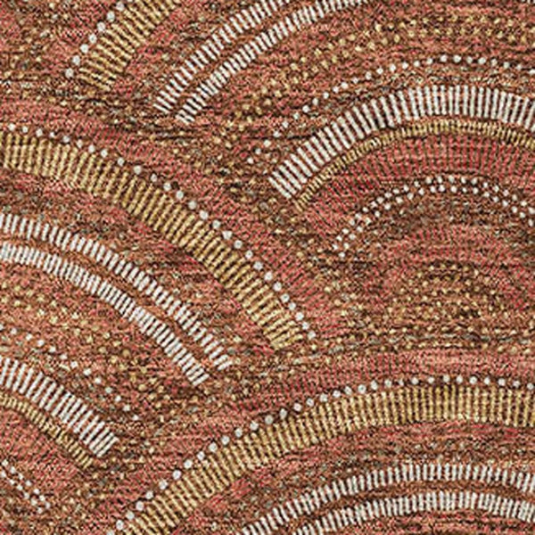 HomeRoots 5' X 8' Geometric Washable Area Rug in Rust Gold & Ivory - UV Protected, Stain Resistant, Durable Design 677707