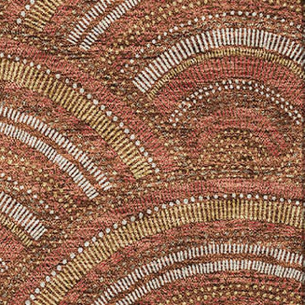 HomeRoots 8' X 10' Washable Rust Gold Ivory Geometric Area Rug with UV Protection for Modern Homes & Spaces 677709