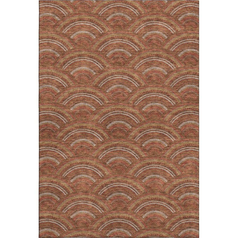 HomeRoots 10' X 14' Modern Geometric Washable Area Rug in Rust, Gold & Ivory – Durable, UV Protected Design! 677711