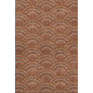 HomeRoots 10' X 14' Modern Geometric Washable Area Rug in Rust, Gold & Ivory – Durable, UV Protected Design! 677711