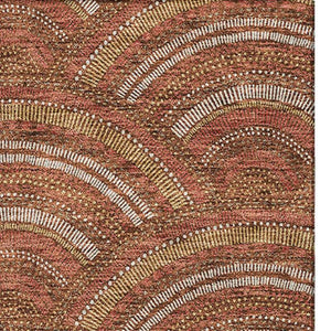 HomeRoots 10' X 14' Modern Geometric Washable Area Rug in Rust, Gold & Ivory – Durable, UV Protected Design! 677711