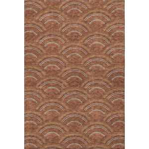 HomeRoots 10' X 14' Modern Geometric Washable Area Rug in Rust, Gold & Ivory – Durable, UV Protected Design! 677711