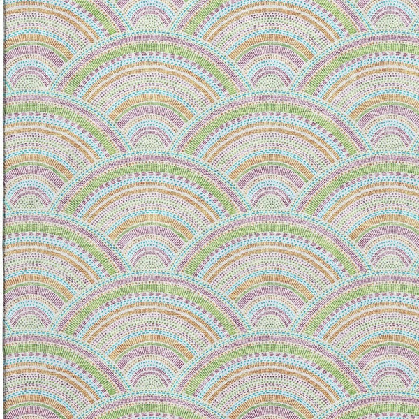 HomeRoots 8' X 10' Vibrant Pearl Orange & Green Geometric Area Rug - Washable, UV-Protected, Perfect for Homes 677715