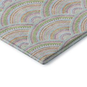 HomeRoots 9' X 12' Pearl Orange & Green Geometric Area Rug - Durable, Washable Design with UV Protection! 677716