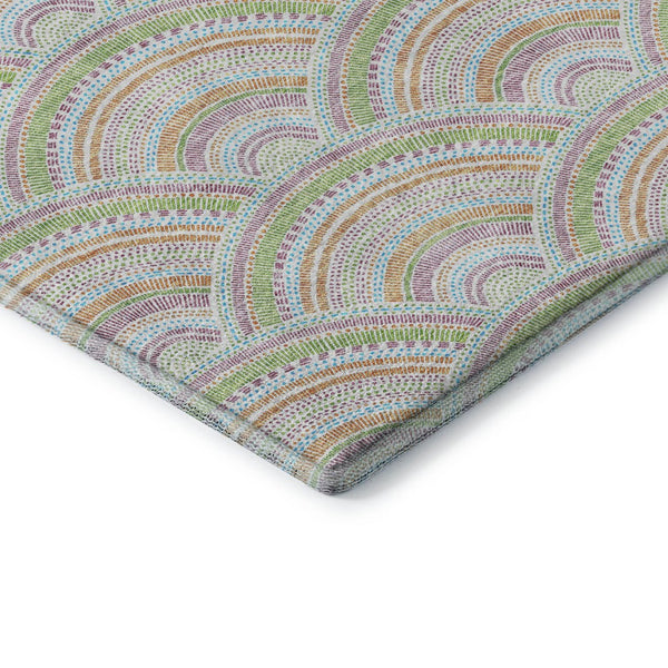 HomeRoots 9' X 12' Pearl Orange & Green Geometric Area Rug - Durable, Washable Design with UV Protection! 677716