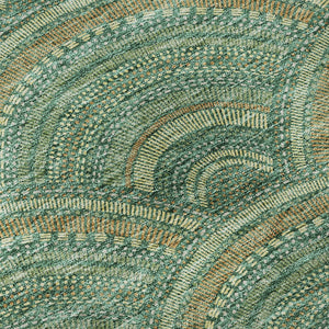 HomeRoots 8' Sage and Peach Geometric Round Rug - Washable, UV-Protected, Stylish & Durable for Any Space 677720