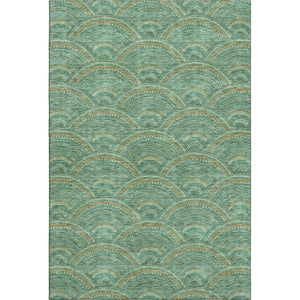 HomeRoots 8' X 10' Sage and Peach Geometric Area Rug – Washable, UV-Protected, Durable & Family-Friendly Design 677721