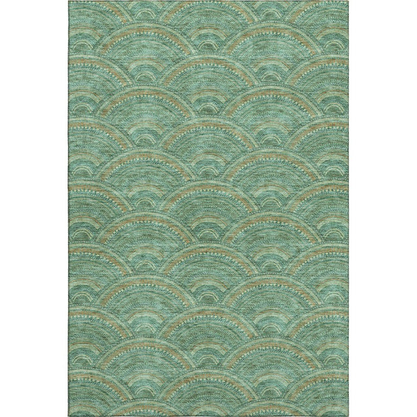 HomeRoots 8' X 10' Sage and Peach Geometric Area Rug – Washable, UV-Protected, Durable & Family-Friendly Design 677721