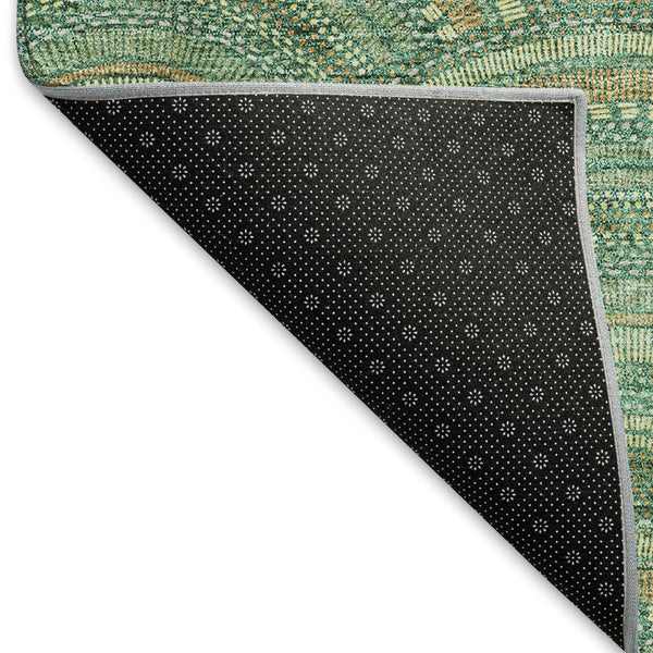 HomeRoots 8' X 10' Sage and Peach Geometric Area Rug – Washable, UV-Protected, Durable & Family-Friendly Design 677721