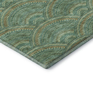HomeRoots 8' X 10' Sage and Peach Geometric Area Rug – Washable, UV-Protected, Durable & Family-Friendly Design 677721