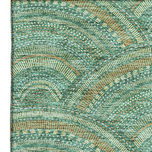 HomeRoots 8' X 10' Sage and Peach Geometric Area Rug – Washable, UV-Protected, Durable & Family-Friendly Design 677721