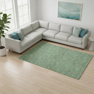 HomeRoots 9' X 12' Sage & Peach Geometric Area Rug – Stylish, Washable, UV-Protected for High-Traffic Spaces 677722