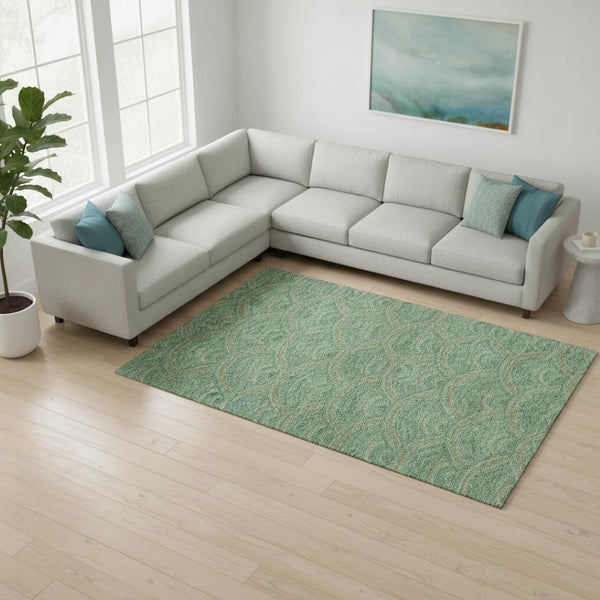 HomeRoots 9' X 12' Sage & Peach Geometric Area Rug – Stylish, Washable, UV-Protected for High-Traffic Spaces 677722
