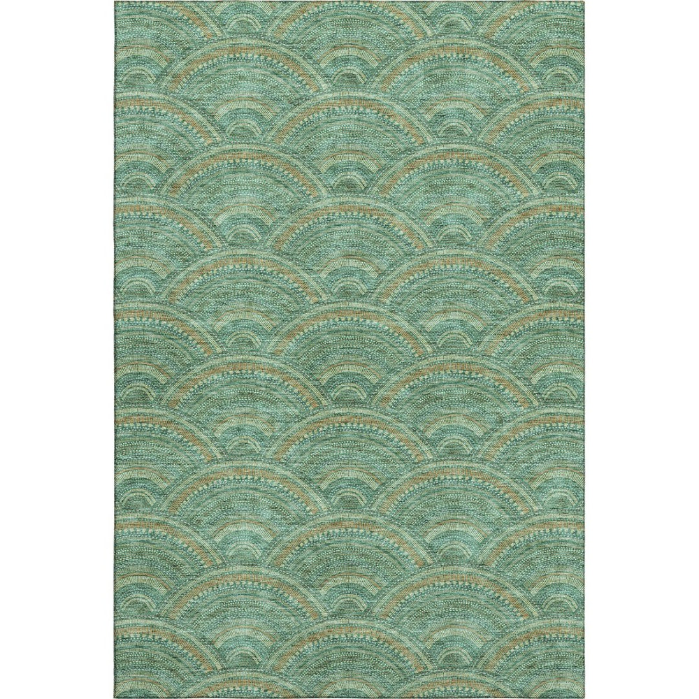 HomeRoots 10' Sage and Peach Geometric Area Rug – Washable, UV Protected, Durable Design for Modern Living Spaces 677723