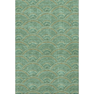 HomeRoots 10' Sage and Peach Geometric Area Rug – Washable, UV Protected, Durable Design for Modern Living Spaces 677723
