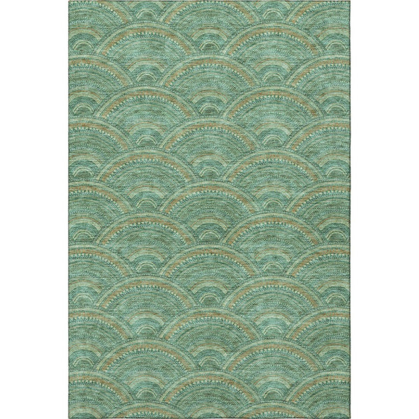 HomeRoots 10' Sage and Peach Geometric Area Rug – Washable, UV Protected, Durable Design for Modern Living Spaces 677723