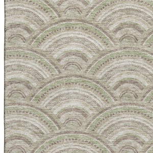 HomeRoots 5' X 8' Taupe & Ivory Geometric Area Rug - Washable, UV-Protected, Stylish for Homes with Kids & Pets 677725
