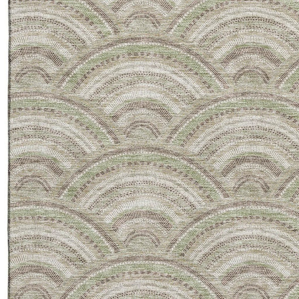 HomeRoots 5' X 8' Taupe & Ivory Geometric Area Rug - Washable, UV-Protected, Stylish for Homes with Kids & Pets 677725