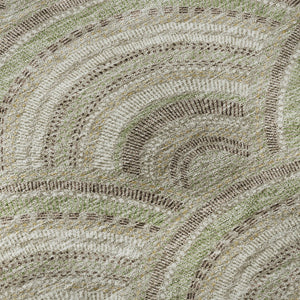 HomeRoots 8' Taupe and Ivory Geometric Round Washable Rug - Stain Resistant, UV Protected, Modern Design! 677726