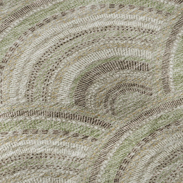 HomeRoots 8' Taupe and Ivory Geometric Round Washable Rug - Stain Resistant, UV Protected, Modern Design! 677726
