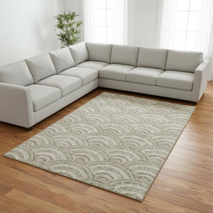 HomeRoots 9' X 12' Taupe and Ivory Geometric Area Rug - Washable, UV-Protected, Stylish & Durable for Every Home 677728