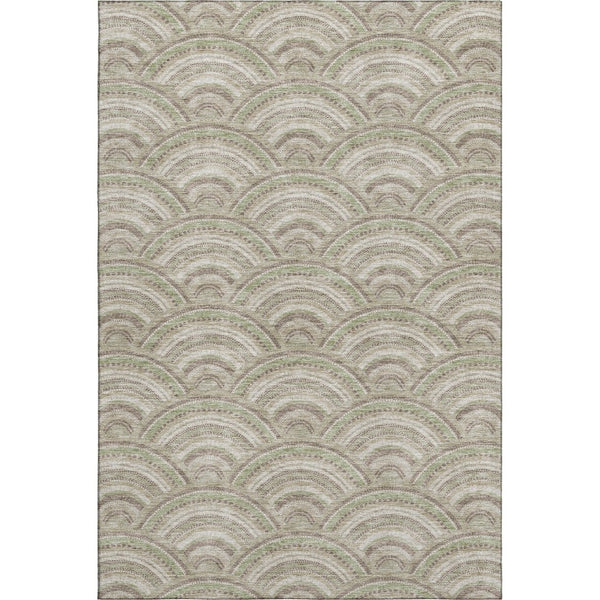 HomeRoots 9' X 12' Taupe and Ivory Geometric Area Rug - Washable, UV-Protected, Stylish & Durable for Every Home 677728