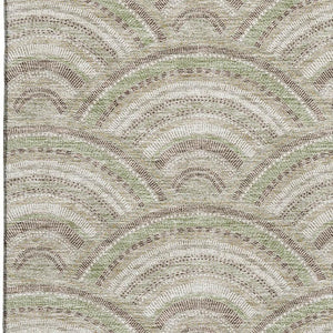 HomeRoots 9' X 12' Taupe and Ivory Geometric Area Rug - Washable, UV-Protected, Stylish & Durable for Every Home 677728