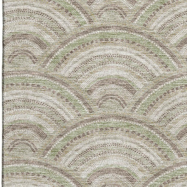 HomeRoots 9' X 12' Taupe and Ivory Geometric Area Rug - Washable, UV-Protected, Stylish & Durable for Every Home 677728