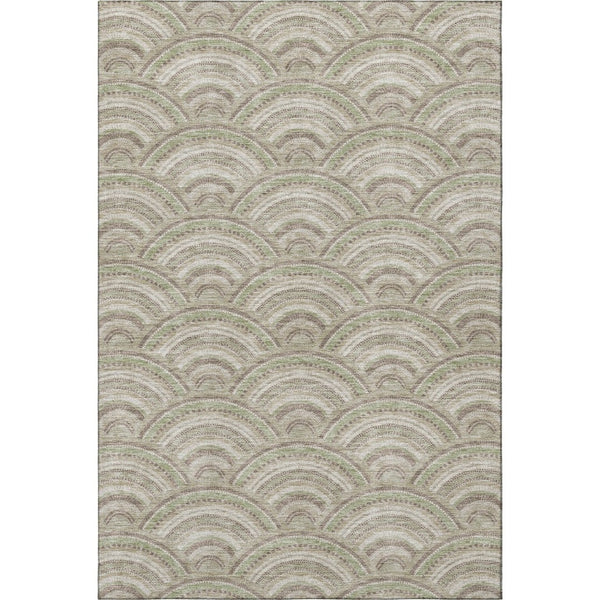 HomeRoots 9' X 12' Taupe and Ivory Geometric Area Rug - Washable, UV-Protected, Stylish & Durable for Every Home 677728